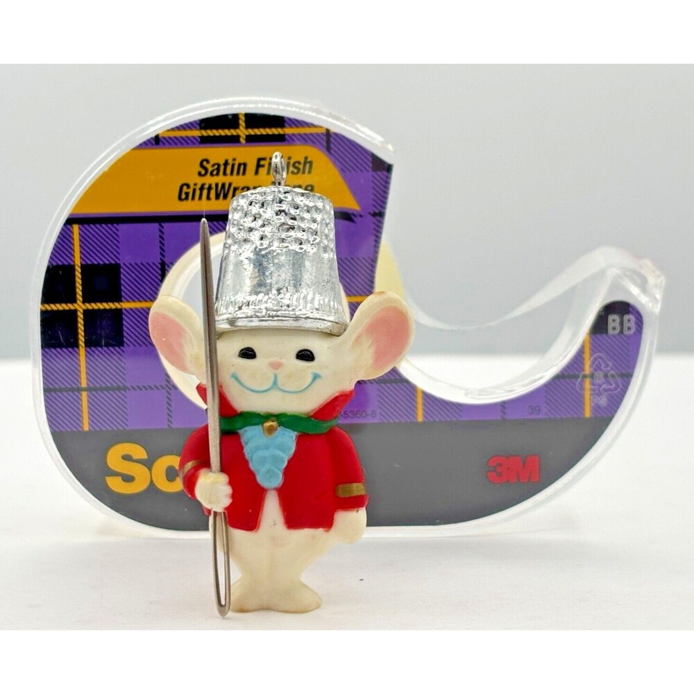 Vintage Hallmark 1982 Thimble #5 Mouse Mini Christmas Ornament Sewing Needle - Picture 13 of 13